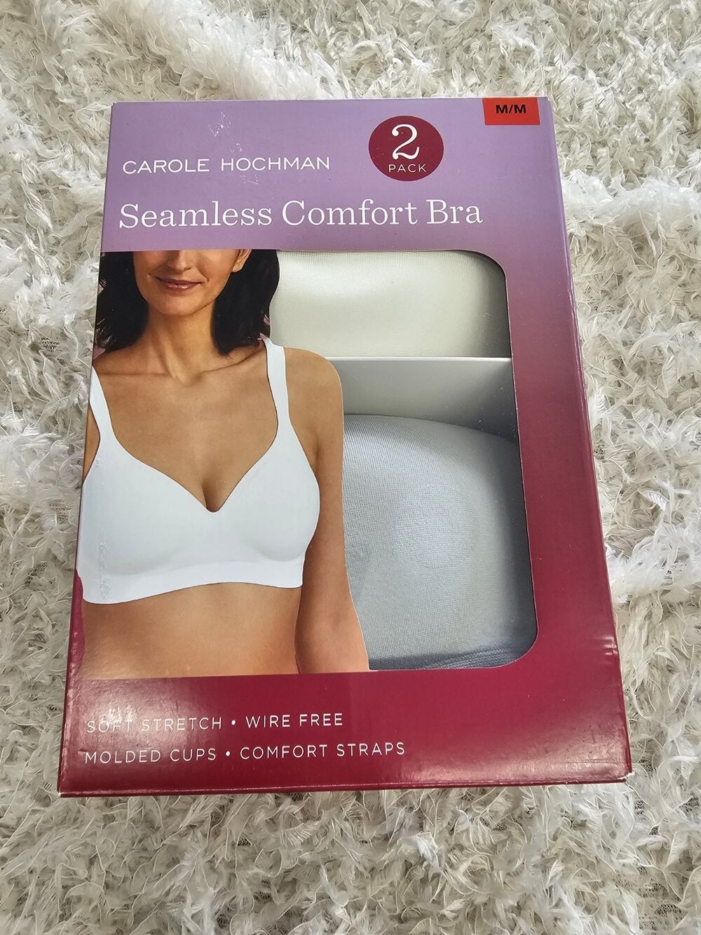 NWT Carole Hochman 2 Pack Seamless Comfort Bra Wirefree Molded Cup Sport Lounge